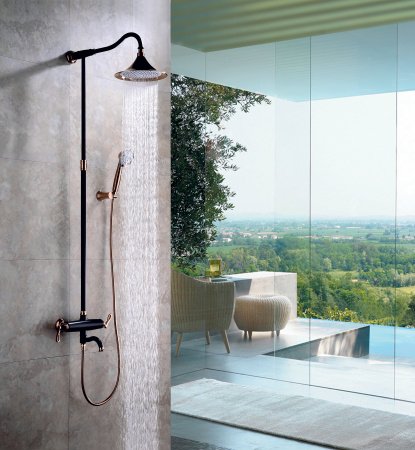 Душевая стойка Lemark Prime LM6162BRG золото/черный