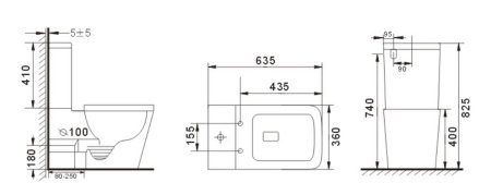 Унитаз напольный безободковый GID Tr2170BM с сиденьем микролифт, черный матовый