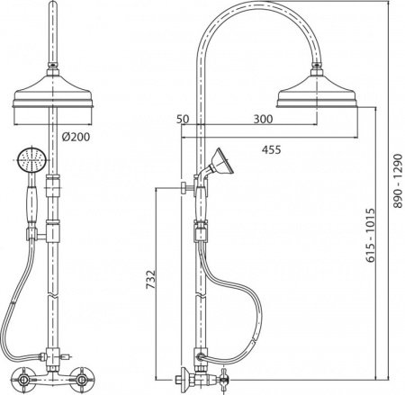 Душевая стойка Cezares LORD-CD-03/24-Bi золото