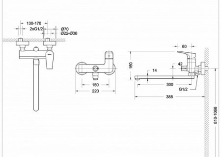 Смеситель для ванны с душем Bravat Vega F14898C-1 хром