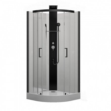 Душевая кабина Black&White G8701 90x90x217 профиль черный матовый, стекло прозрачное