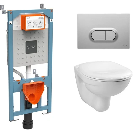 Комплект унитаза с инсталляцией Vitra Normus 9773B003-7202 с сиденьем микролифт и кнопкой смыва хром