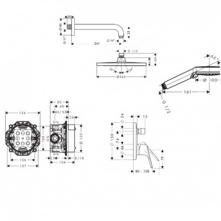 Встраиваемая душевая система Hansgrohe Crometta S 27958000 хром