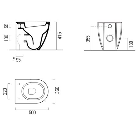 Унитаз приставной безободковый GSI Pura 882011 белый
