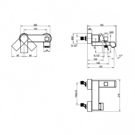 Смеситель для ванны с душем Villeroy & Boch Classic TVT10150100061 хром