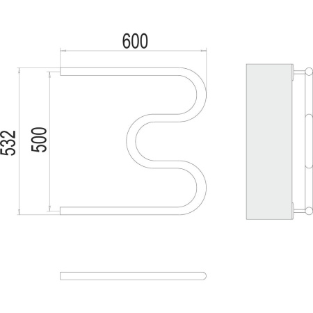 Полотенцесушитель водяной Terminus М-образный (1") БШ 50х60