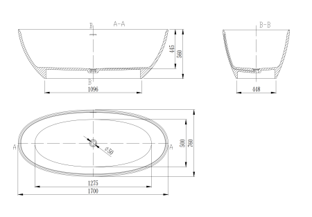 Ванна из искусственного камня 170х76 Vincea VBT-4S01MW белый матовый