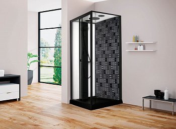 Душевая кабина Esbano Black ESKBB1180СKR 100x80x210см, профиль черный матовый, стекло прозрачное