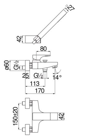 Смеситель для ванны с душем Nobili Seven SE124110CR хром