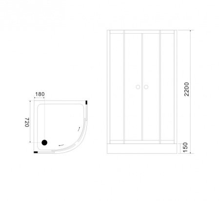 Душевая кабина Black&White G5701 90x90x225 профиль белый, стекло прозрачное