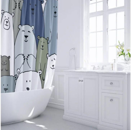 Шторка для ванной Fixsen Bear  FX-2503, без колец