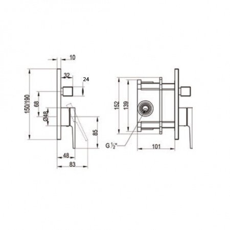 Смеситель для ванны с душем Villeroy & Boch Liberty TVS10700500061 хром