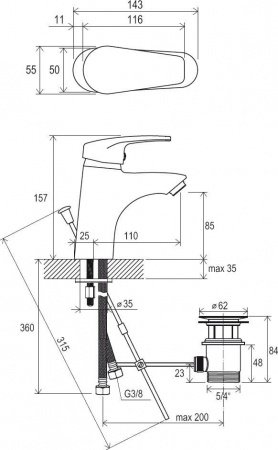 Смеситель для раковины Ravak Neo X070016 хром