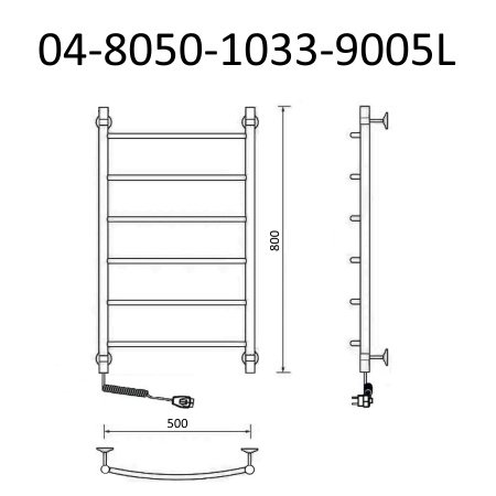 Полотенцесушитель электрический Маргроид Вид 4 80х50 черный матовый