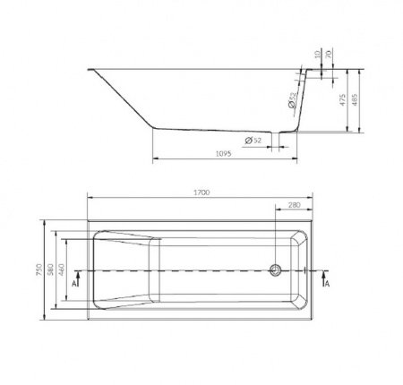 Ванна прямоугольная Cersanit CREA 170x75