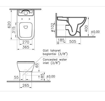 Унитаз-компакт Vitra Integra Square 9833B003-7204 с бачком и сиденьем микролифт