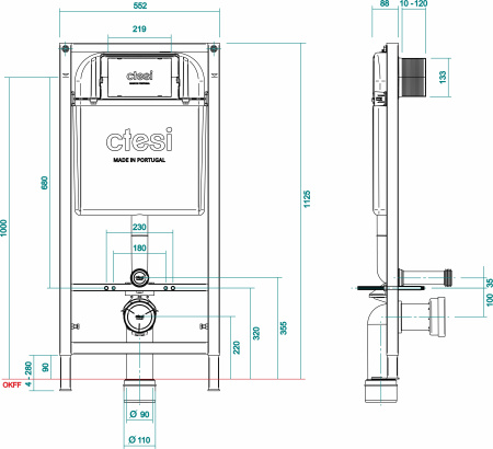Инсталляция для подвесных унитазов CTESI Solid BK0200240