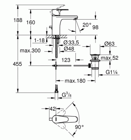Смеситель для раковины Grohe Vigour Clivia 75140326 хром