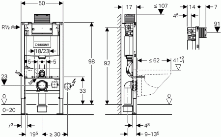 Инсталляция для подвесных унитазов Geberit Omega 12 111.030.00.1
