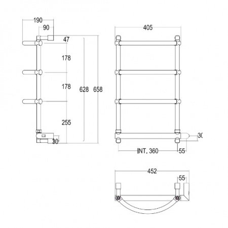 Полотенцесушитель электрический Margaroli Luna 532-4 5323704CRNB 660х470 хром