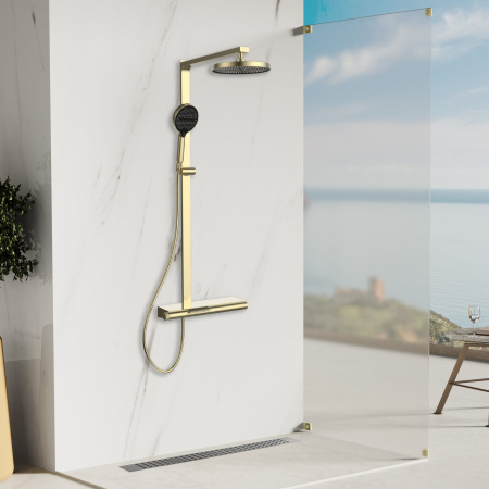 Душевая стойка со смесителем Vincea Aspire VSFS-4AS1BG золото матовое