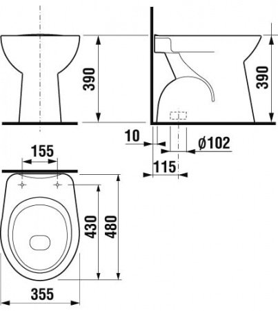 Унитаз приставной Jika Zeta 8.2239.7.000.000.1 белый, без сиденья
