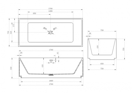 Ванна из искусственного камня ABBER Stein AS9602 белая матовая