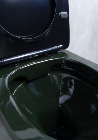 Унитаз напольный безободковый GID Tr2179BL с сиденьем микролифт, черный глянцевый