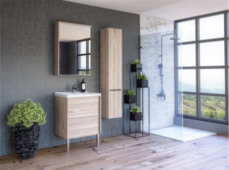 Зеркальный шкаф Акватон Стоун 60 с подсветкой 1A231502SXC80 Грецкий орех