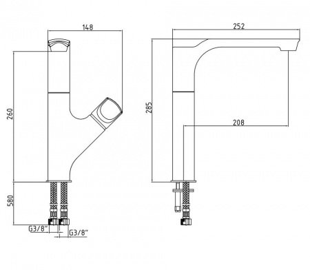 Смеситель для кухни E.C.A Myra 104518063EX черный/хром