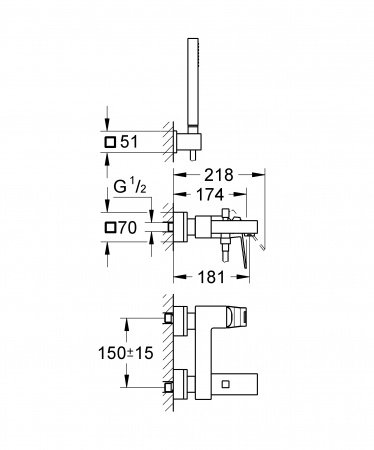 Смеситель для ванны Grohe Eurocube 23141000 хром