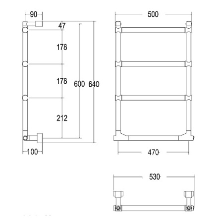 Полотенцесушитель электрический Margaroli Sole 5124704MBNB 64х50см черный матовый