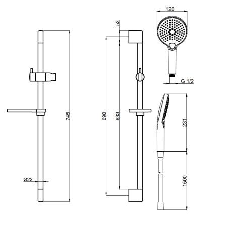 Душевой гарнитур AQUAme AQM8101GG золото