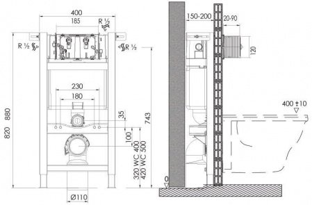 Инсталляция для подвесных унитазов OLI EXPERT EVO/SPEED 721705