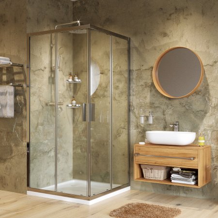 Душевой угол WasserKraft Lippe 45S02 80x80x185, профиль хром, стекло прозрачное