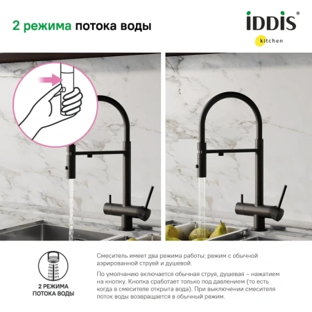 Смеситель для кухни IDDIS Ace ACEBLFFi05 черный матовый
