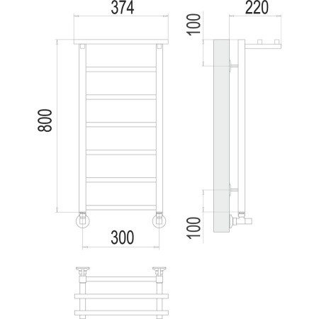 Полотенцесушитель водяной с полкой Terminus Контур П7 30х80