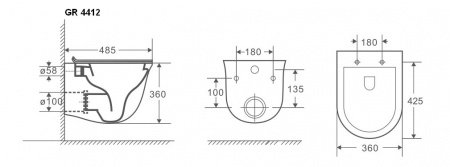 Унитаз подвесной Grossman GR-4412MS белый, с сиденьем микролифт