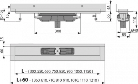 Душевой лоток Alcaplast Wall Low APZ1116-850 без решетки