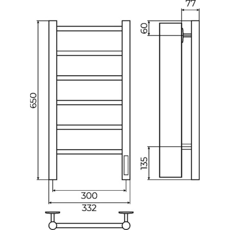 Полотенцесушитель электрический Terminus Аврора П6 30х65