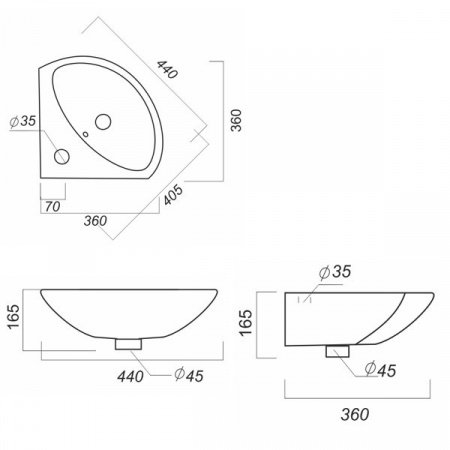 Раковина подвесная 35см Sanita Beep VERSAWB01 белый