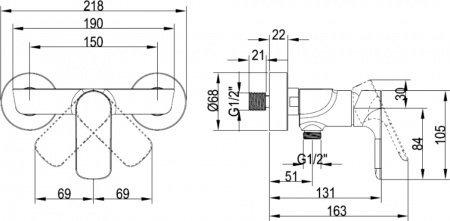 Смеситель для ванны с душем Villeroy & Boch O.Novo TVS10400100061 хром