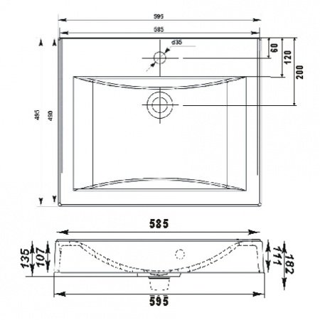 Раковина над стиральной машиной ELITA 600х500 с кронштейнами и сливной системой Altasan