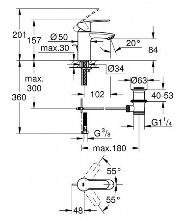 Смеситель для раковины Grohe Eurostyle Cosmopolitan 33552002 Хром