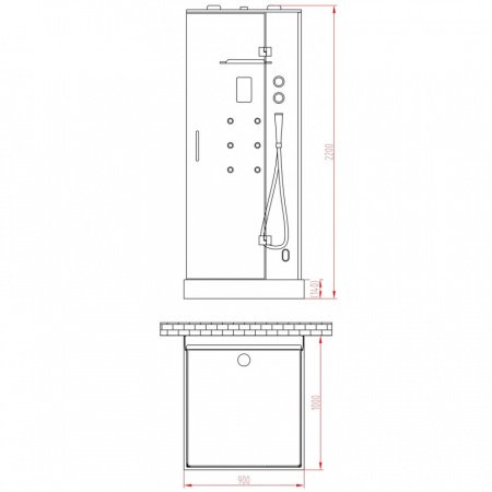 Душевая кабина Orans 86120S0 100x90x220 профиль белый, стекло прозрачное