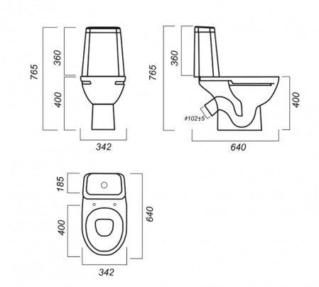 Унитаз-компакт безободковый Sanita Марс MRSSACC01030413R с бачком и сиденьем микролифт