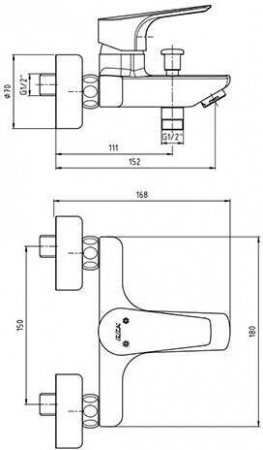 Смеситель для ванны E.C.A Niobe 102102482EX хром
