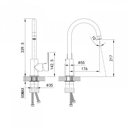 Смеситель для кухни IDDIS Cuba CUBSBFJi05 хром глянцевый