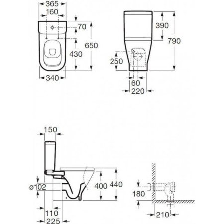 Чаша унитаза-компакта Roca The Gap 342477000 без бачка и сиденья