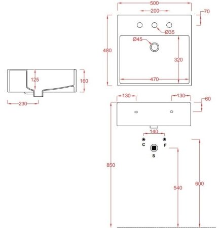 Раковина накладная 50см ArtCeram Quadro QUL002 белый